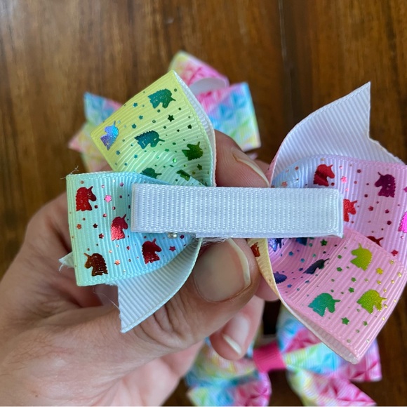Jojo Siwa Girls Colorful Rainbow Unicorn Hair Bows Set of 3 - Picture 2 of 4